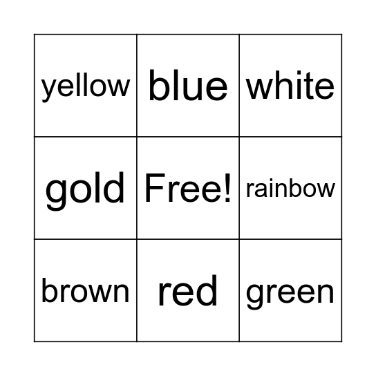 Color Bingo Card