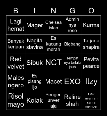 HAJOON's board Bingo Card