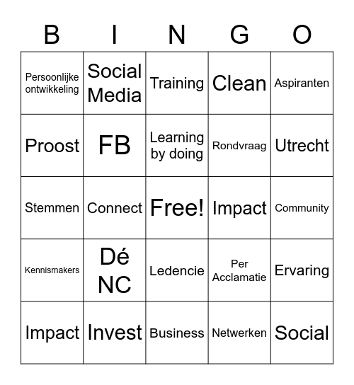 JCI Utrecht Bingo Card