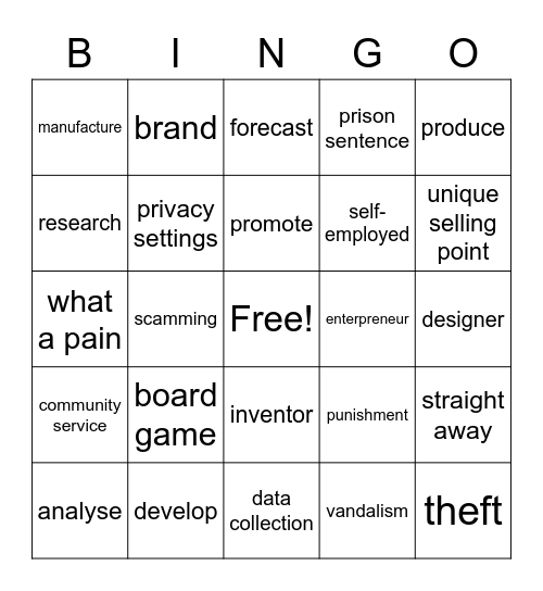 Vision2 Unit 7.1-7.5 Vocab Bingo Card