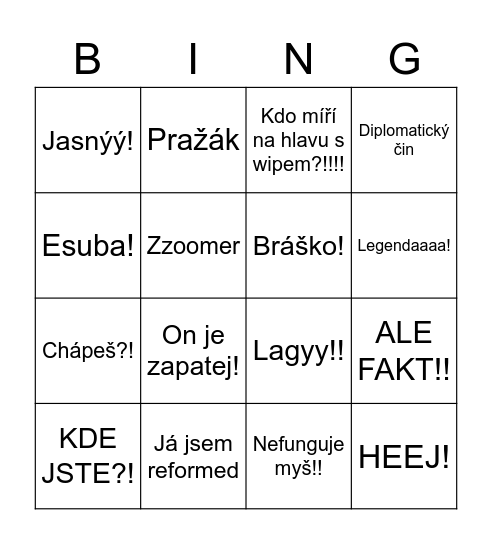 Co má Spoke? Bingo Card