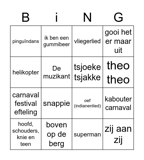 Naamloze Bingo Card