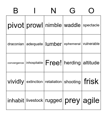 Planet Earth Vocabulary Bingo Card