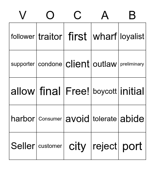 Word Nerds Cycle 8 Bingo Card