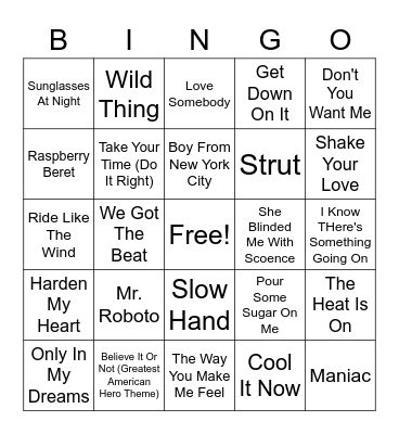 80s Bingo Card