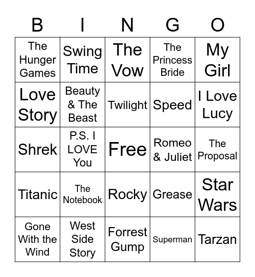 MOVIE  Bingo Card