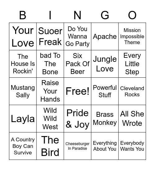 Misc Hits Bingo Card