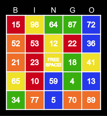 Number Bingo Card
