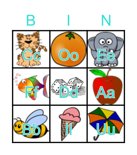 VOWELS Bingo Card