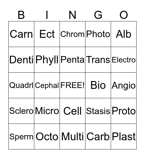 Biology  Bingo Card