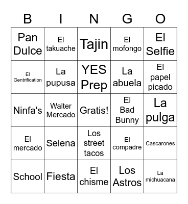 Lonche y Loteria Bingo Card