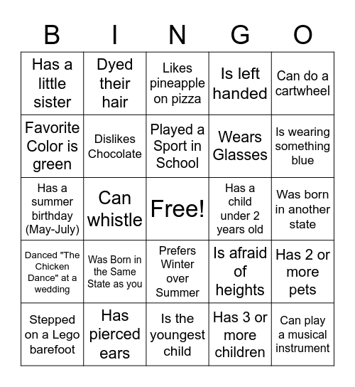 Ice Breaker BINGO Card