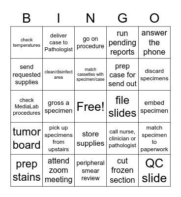 Anatomic Pathology Bingo Card