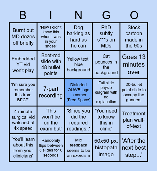 OUWB Lectures Bingo Card