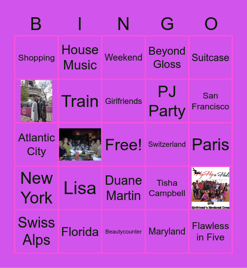 GFW Travel Bingo Card