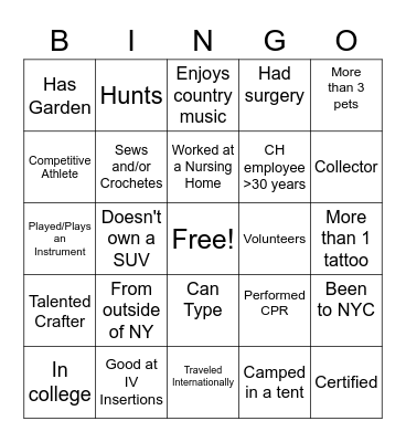 Nurses Week Bingo Card