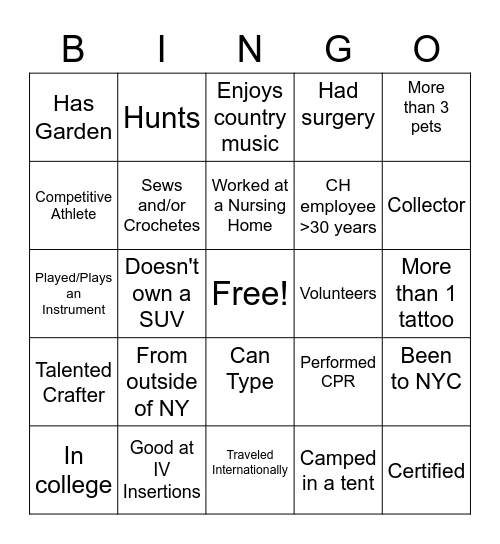 Nurses Week Bingo Card