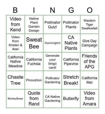 APG Picnic Day Bingo Card