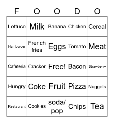 Food Bingo Card