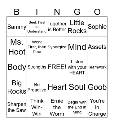 Habits of Happy Kids Bingo Card