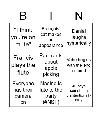 Cobra team social Bingo Card