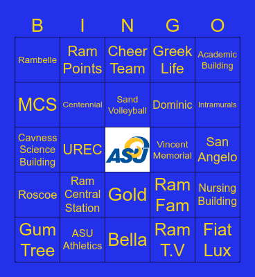 Angelo state word bingo Card