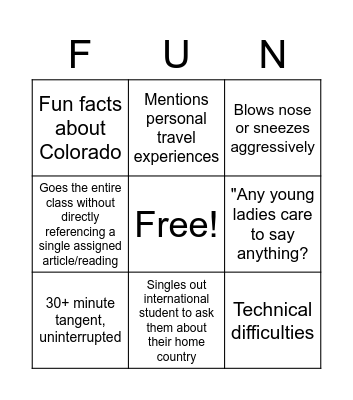 McNeal Bingo Card
