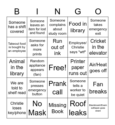 Law Library Bingo Card