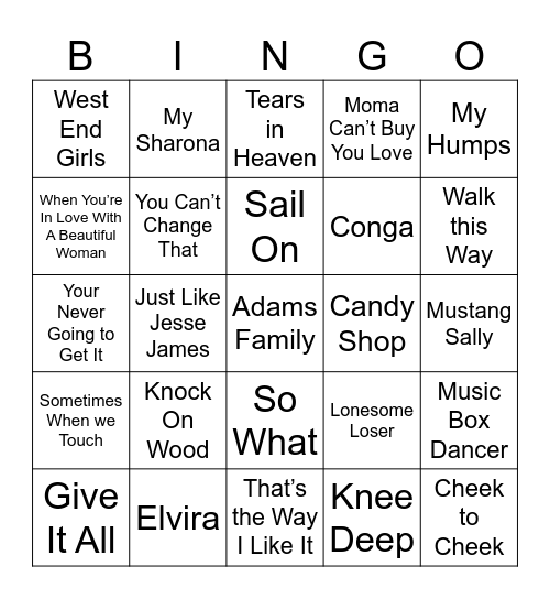 Music Bingo 53 Bingo Card