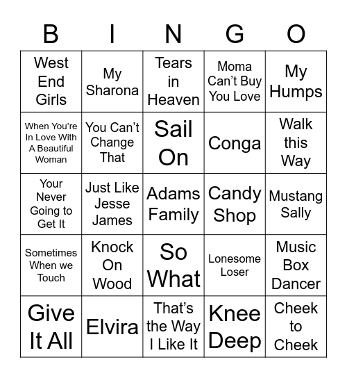 Music Bingo 53 Bingo Card
