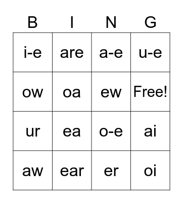 Set 3 Sounds Bingo Card