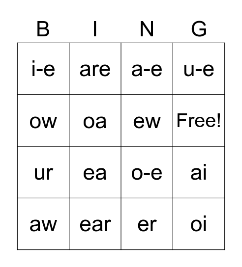 Set 3 Sounds Bingo Card