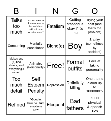 Marie OC Score Bingo Card