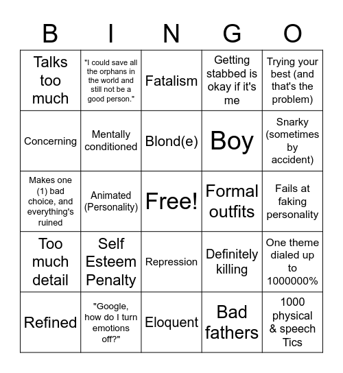 Marie OC Score Bingo Card