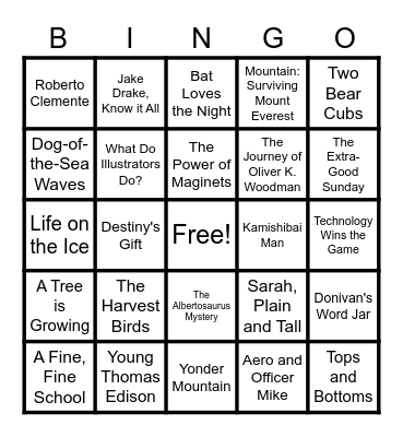 Journey's Stories Bingo Card