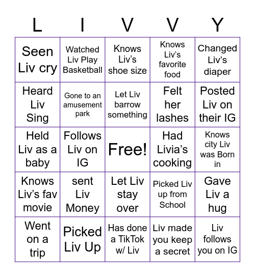 Birthday Bingo Card