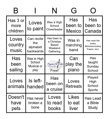 SPIRIT OF TRUTH RETREAT Bingo Card
