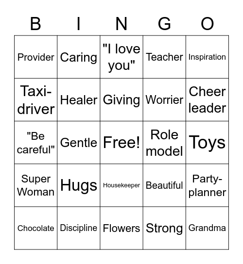 CWL Mother's Day Bingo Card