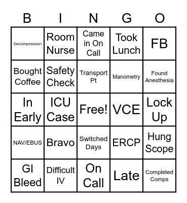 Endoscopy Bingo Card