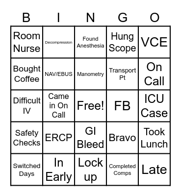 Endoscopy Bingo Card