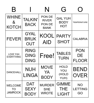 DANCEHALL HEAT Bingo Card