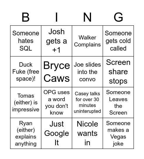 DVA 4/15 Bingo Card