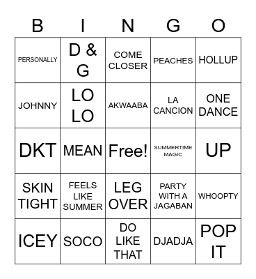 AFRO VYBZ Bingo Card