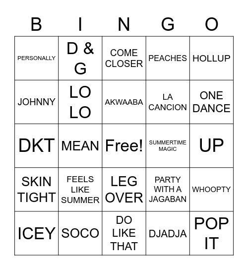 AFRO VYBZ Bingo Card