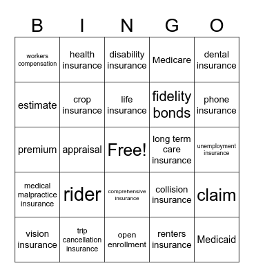 Insurance IQ Bingo Card