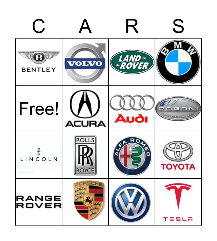 CARS (PGP) Bingo Card