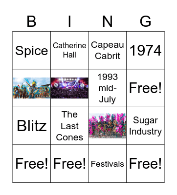 Caribbean Festivals Bingo Card