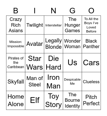 Main Character Energy Bingo Card