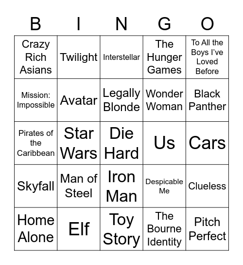 Main Character Energy Bingo Card