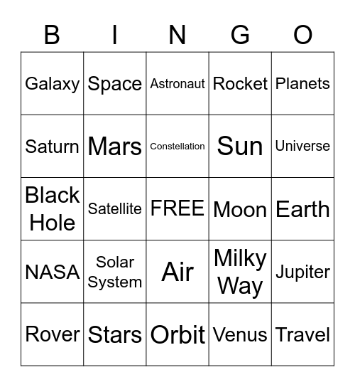 Space Bingo Card